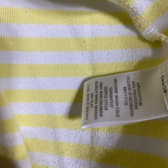 Quacker Factory Tshirt Womens XL Yellow Stripe Floral Embroidery Short Sleeve‎ - Picture 8 of 8